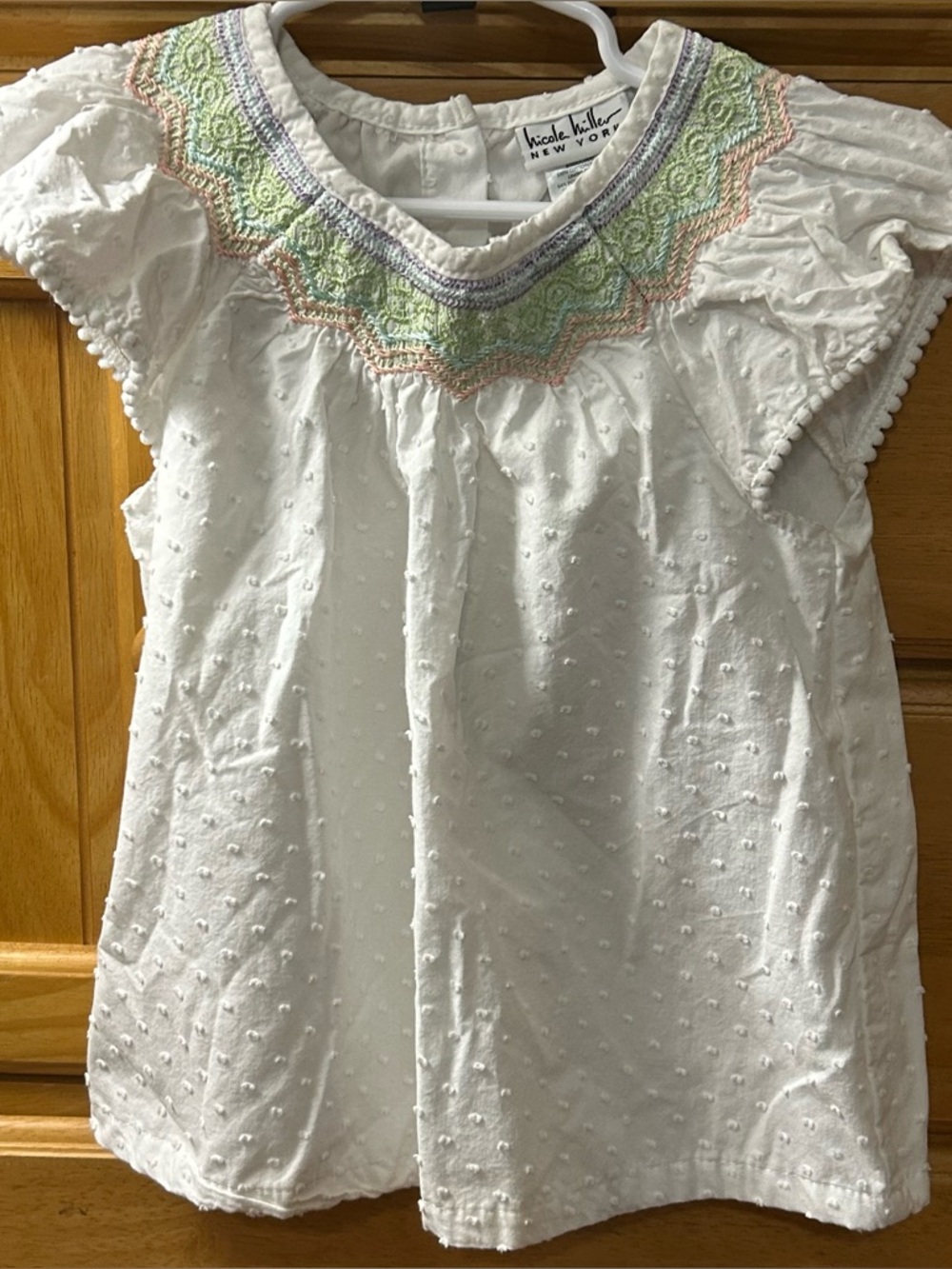Nicole Miller New York Smocked Bishop-Style Blouse Flutter Sleeves Girls Size 6